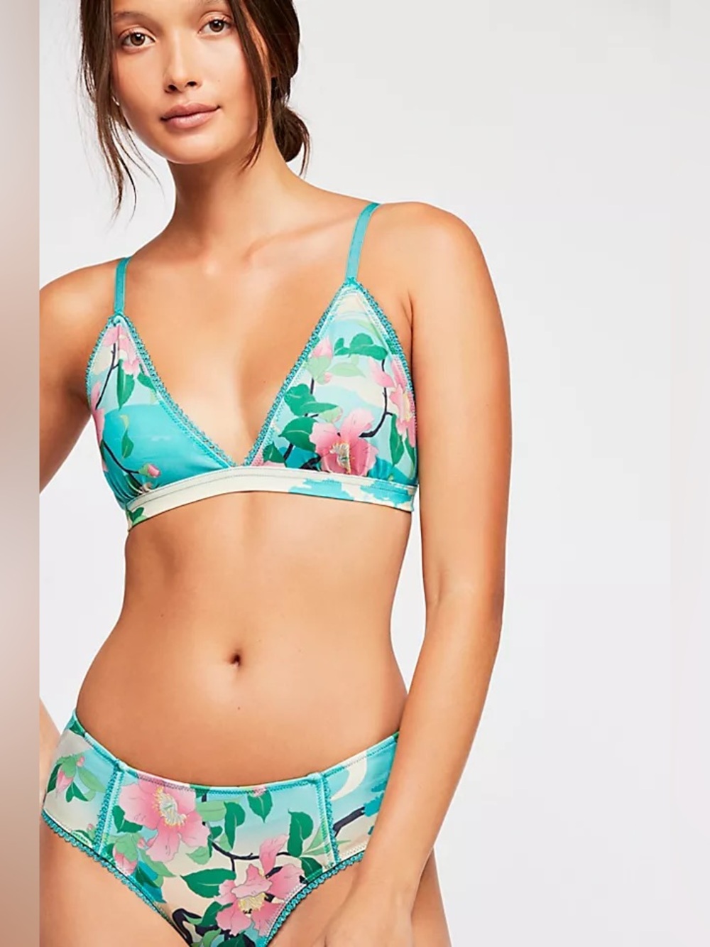 Spell Nightingale Teal Floral Intimates Set, Small